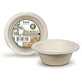 PAMI 100% Biodegradable Sugarcane Bowls [Pack of 50] Natural Compostable Soup Bowls- Planet-Friendly Bagasse Bowls For Hot & Cold Uses- Heavy-Duty Disposable Microwavable Paper Serving Bowls (5 oz.)