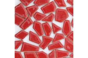 ARTLIFE HOME Multiple Colour Mosaics Classico Glass 0.5x2 cm Mosaic Tiles Color Variety,Great for Art Craft, 200 g, Red