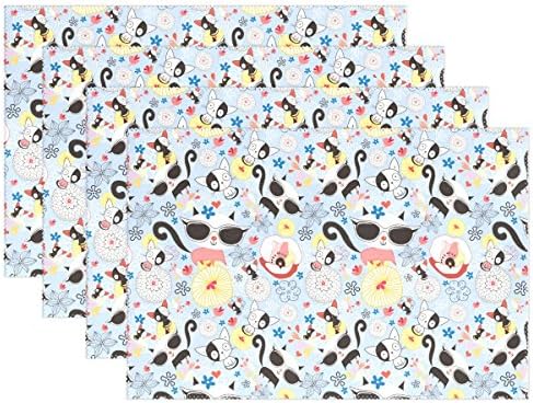 Blue Viper Wearing Sunglasses Cool Cats Placemat Heat-resistant Stain Resistant Polyester Fabric Tray Mat for Kitchen Dining Table 12 x 18 inch Set of 1