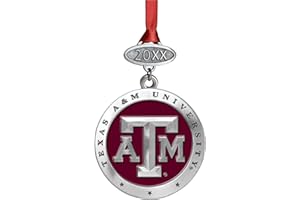 Texas A&M University Class of 2025 Ornament | Graduation Gift | Hand-Sculpted Christmas Tree Ornament | Intricately Crafted Metal Pewter Alma Mater Inlay by Heritage Pewter