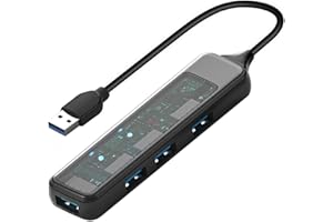 Transparent USB 3.0 Hub, VIENON 4-Port USB Hub USB Splitter USB Extender for Laptop, PC, PS4/5, Xbox, Flash Drive, HDD, Console, Printer, Camera,Keyborad, Mouse