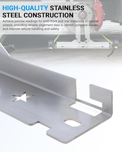 RYNHARTA WHEEL ALIGNMENT TOOL WITH CONNECTION SHEET, PREMIUM STAINLESS STEEL TOE ALIGNMENT TOOL PLATES FOR CAR, TRUCK, SUV(INCLUDE 2 MEASURING TAPES)