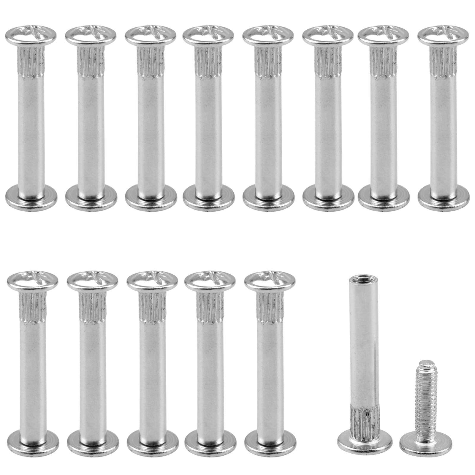 WakiHong 60 PCS Metal Connecting Screws Bolts M5 Screw Connecting Bolts and Sleeves with PP Box for Connecting Furniture,Frames,Cupboard,Wood Boards Furniture Screws