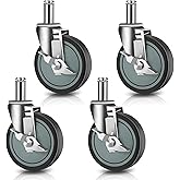 Besitu 4 inches Casters for Wire Shelving Racks, Set of 4 (.864" x 2-3/16") | Metro Rack Wheels Heavy Duty Stem Casters with Brake Scaffolding Wheel Replacement