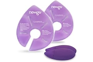 NEWGO Large Size Breast Therapy Pads, Breastfeeding Essentials Hot & Cold Gel Ice Packs for Postpartum Nursing, Engorgement, Mastitis, Pain Relief, Nipple Pads with Soft Covers, 2 Pack