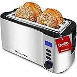 Elite Gourmet ECT4400B# Long Slot 4 Slice Toaster, Countdown Timer, 6 Toast Setting, Defrost, Cancel Function, Built-in Warmi