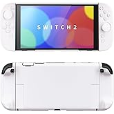 PlayVital Hard Case for Nintendo Switch 2 with Extra Stand & Thumb Grip Caps | Split Design, Dockable Protective Full-Body Shell Cover for Nintendo Switch 2 | Solid Color Series, White