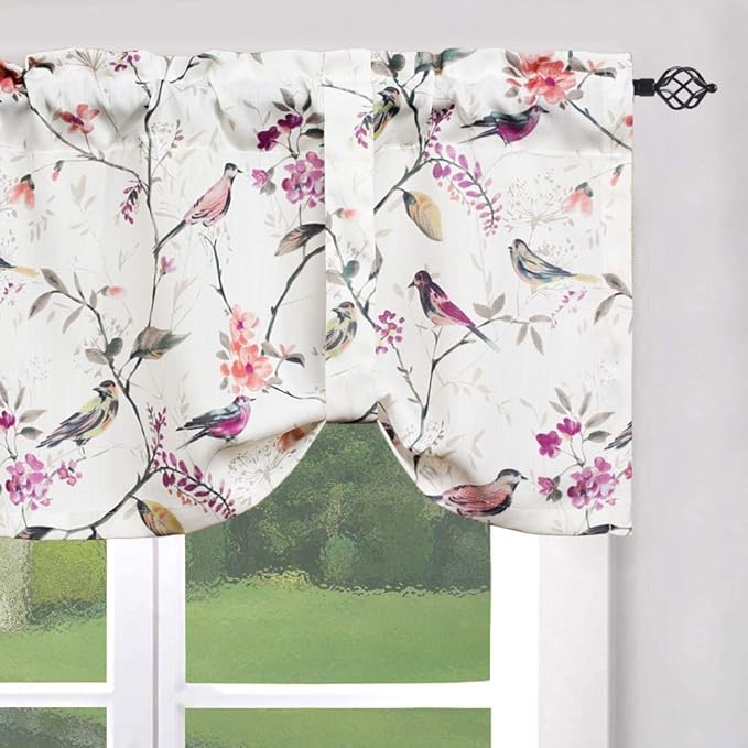 Leeva Window Valances Tie Up Small Curtains and Valance for Laundry Room, Elegant
