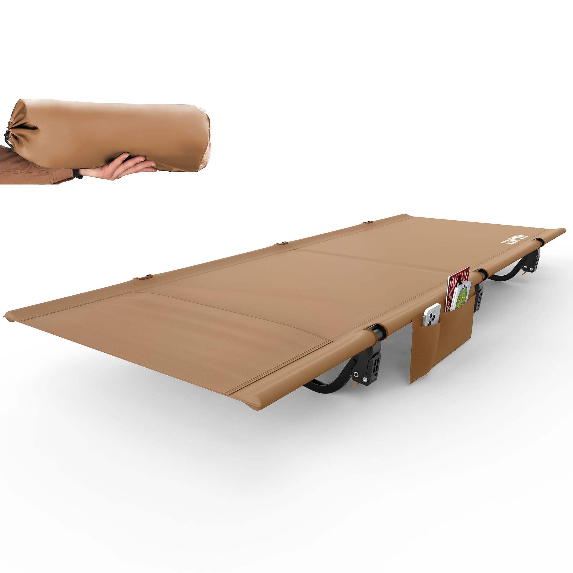 Photo 1 of Mojest Ultralight Camping Cot for Adults, Portable Folding Camping Bed, Supports 350 lbs - Lightweight for Travel, Camping, Hiking, Backpacking, Mountaineering (Khaki)