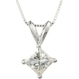 Charles & Colvard Moissanite Solitaire Pendant – 14K White Gold, 0.80 Ct Round 6MM, 18" Chain - View #6