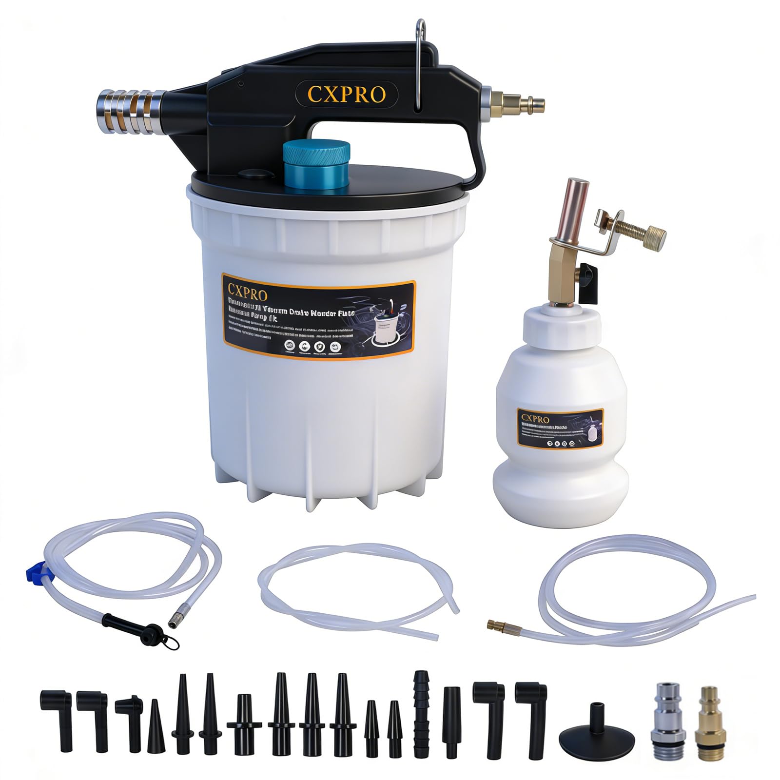 Photo 1 of CXPRO 24PCS Brake Bleeder Kit, Vacuum Brake Bleeder Kit with 2L Brake Fluid Extractor and 1L Refilling Bottle, Pressure Clutch Bleeder Kit with 19 Adapters