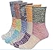 Pack of 5 Womens Multicolor Knitted Casual Crew Socks