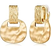 MUYAN Gold Clip On Drop Earrings for Women Non Piercing Dangle Earrings Fashion Jewelry
