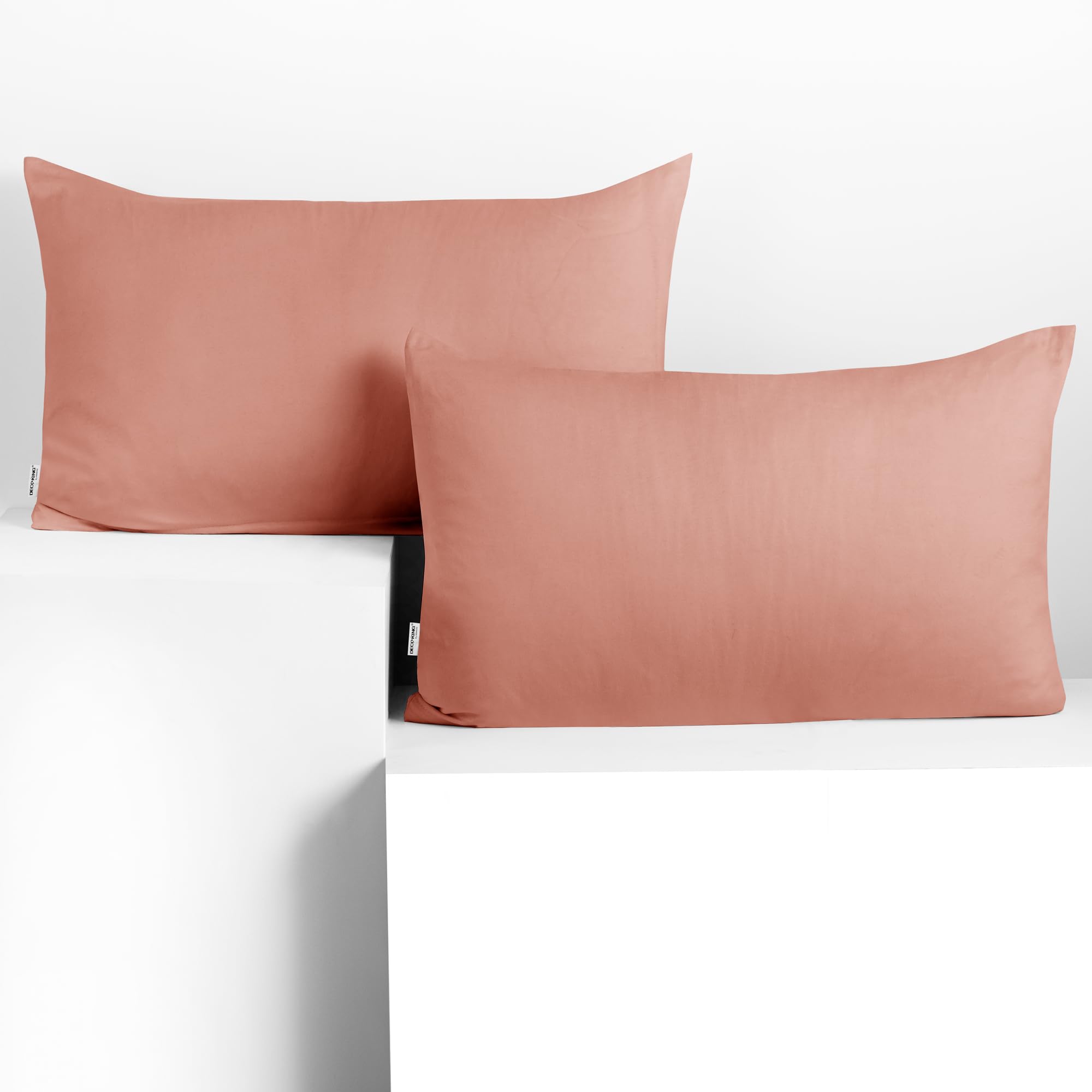DecoKing 2 Pillowcases 50 x 60 cm Jersey 100% Combed Cotton Zip Salmon Amber