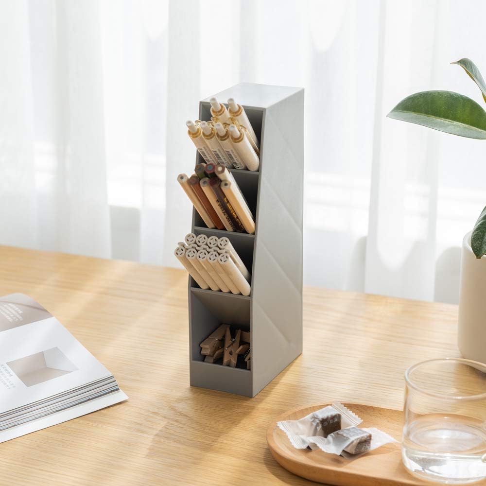 Lunmore Desk Organizer Pencil Holder Desktop Storage Makeup Brushes Caddy for Office School Home Supplies Small Size Set of 4 : Office Products