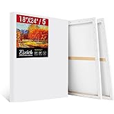 ESRICH Stretched Canvas for Painting 18x24 Inch, 5Pack Large Canvas for Painting, Primed Acid-Free Cotton Blank Canvases, Art Paint Canvases for Oil Paint,Watercolor,Acrylic Paint,Gouache and Tempera.