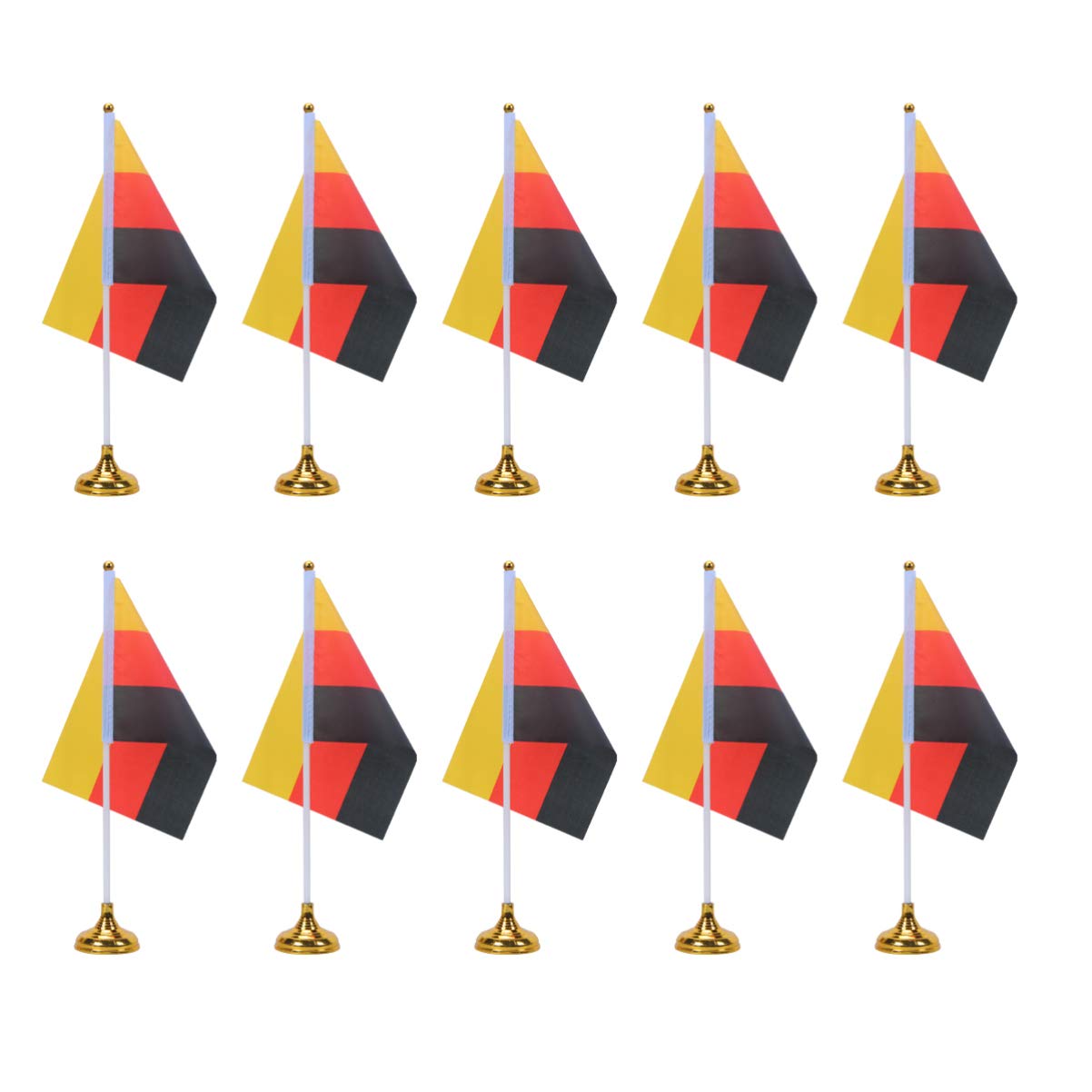 LIOOBO 48pcs German Flags German Stick Flag DE German Flag HandHeld Mini Flag with Stand Base World Cup Football 2022 Table Flag International World Country Flags Banners Office Desk Decoration