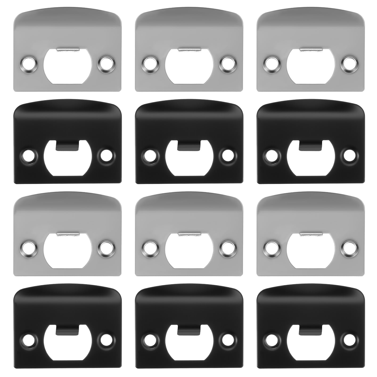 Photo 1 of 12 Pcs Door Strike Plates, Stainless Steel Deadbolt Strike Plates, Full Lip Round Corner, Black Door Reinforcement Kit, Fit Most Standard Wooden Doors and Locks