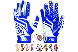 LYRX Professional Football Receiver Gloves with Optimal Silicone Palm Non-Slip Grip Control Ultra-Stick Sports Lightweight Glove and Precision Fit
