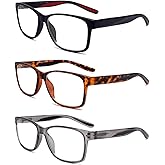 SOCTICK Blue Light Blocking Reading Glasses for Men,3 pack Lightweight & Comfort Computer Readers,Anti Eyestrain Lens