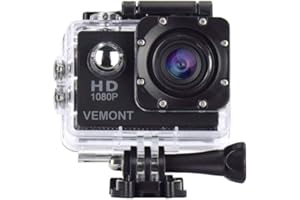 VEMONT Action Camera, 1080P 12MP Sports Camera Full HD 2.0 Inch Action Cam 30m/98ft Underwater Waterproof Snorkel surf Camera