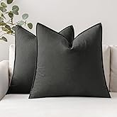 MIULEE Pack of 2 Decorative Linen Pillow Covers Boho Farmhouse Modern Soft Accent Throw Pillows Neutral Cushion Covers for Sofa Couch Bed Living Room Home Decor, 18x18 Inch Dark Gray