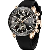 BY BENYAR Watch for Men Analog Quartz Chronograph Waterproof Luminous Designer Mens Wrist Watches Business Work Sport Casual Dress Watch with Silicone Strap Elegant Gifts for Men