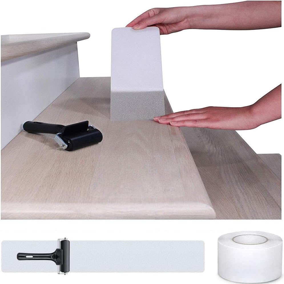 BangShou 15-Pack Non-Slip Stair Treads 3.9" x 23.6", Self-Adhesive Transparent Tape, Anti-Slip Step Strips