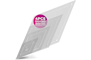LaserThing Quilting Acrylic Template Set | Precision Tools for Quilting Enthusiasts | Diamond Design | Includes Sizes 4", 3", 2", 1" | 1/8 Clear Acrylic | 1/4" Seam Allowance for Accuracy