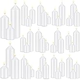 MTLEE 60 Pcs Set of 3 White Pillar Candles Bulk 2 in x 3, 5, 8 Inch Large Clean Smokeless Unscented Candles for Wedding Home Restaurant Spa Church Lantern Fireplace Ceremony Party Decoration