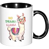 OTIQTI ART No Drama Llama Coffee Mug Funny Novelty Ceramic Tea Cup Microwave Safe 11oz Office And Home Ideal Cup For Men Women