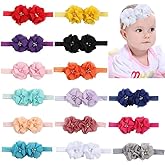 FZBNSRKO Baby Girls Floral Headbands Set,15 Pack Mixed Baby Chiffon Headbands Baby Girl Flower Headband Elastic Hairband for Newborn Toddler Hair Accessories(2 flowers)