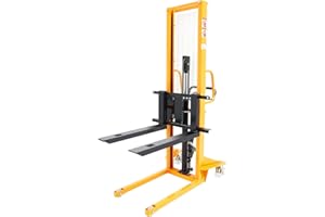 Aequanta Manual Pallet Stacker Hydraulic Hand Forklift with Fixed Legs and Adjustable Forks, 1100lbs Capacity, 63" Lifting Height for Open Bottom Pallet