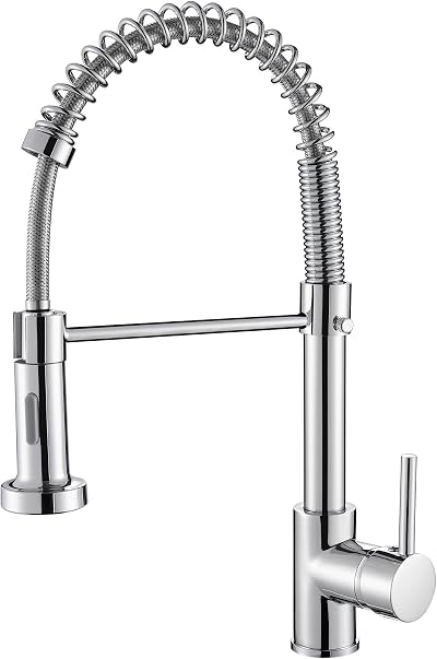 Cobbe Kitchen Sink Mixer Tap Chrome with Pull Down Sprayer 2 Modes High Arc