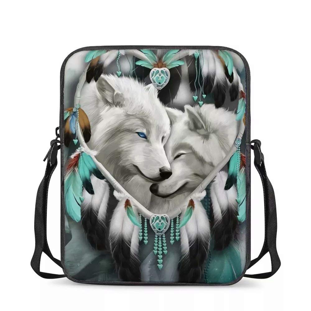 chaqlin Dream Catcher Wolf Messenger Bag for Unisex Girls Boys Mini Cellphone Crossbody Shoulder Bagpack Women Shopper Tote Handbag Wallet Coin Money Pouch Christmas Gifts