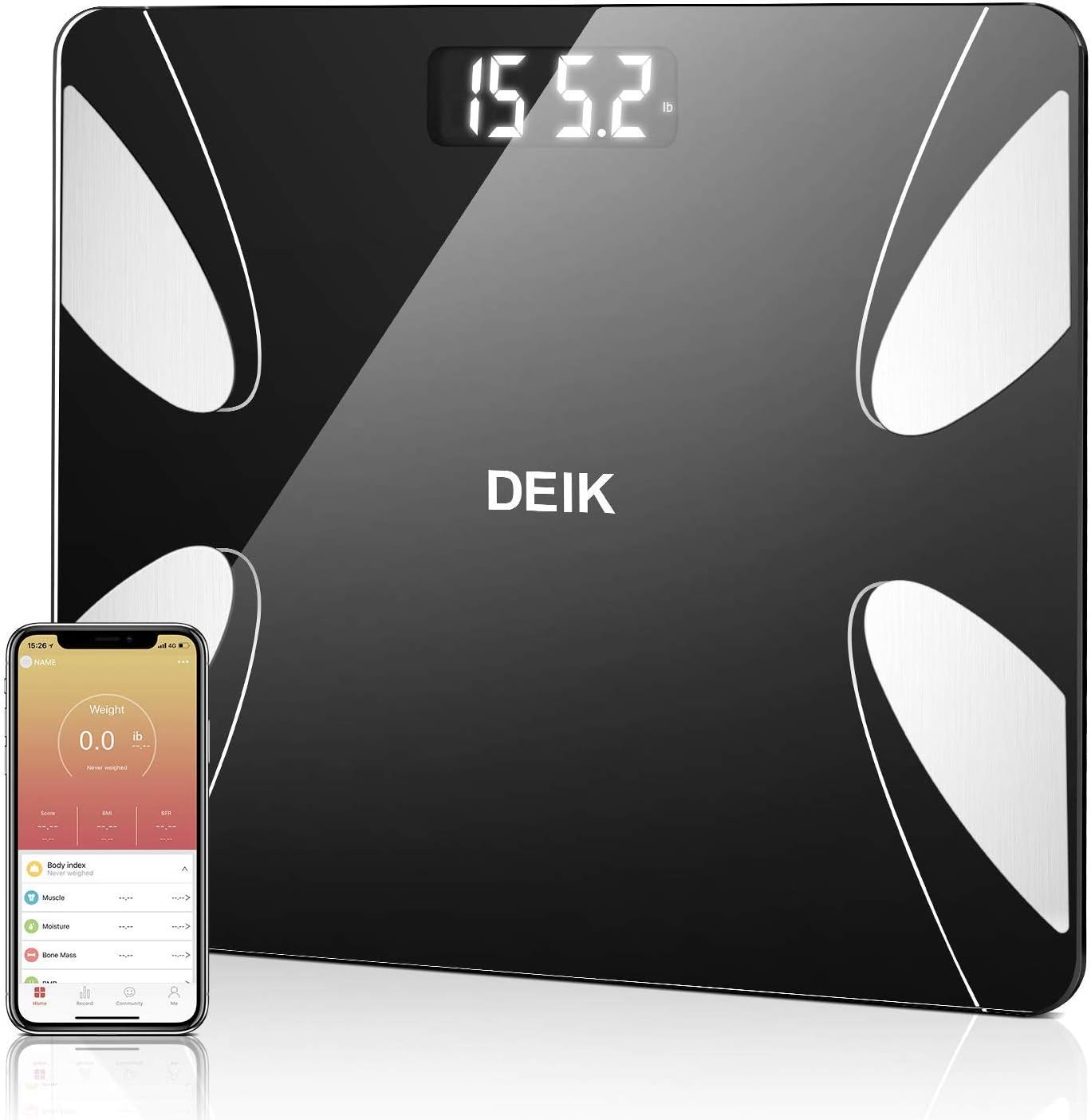 Deik Bathroom Scales with Body Fat, Bluetooth Body Scales with Safety Glass App, Large, Smart Digital Scales for Body Fat, BMI, Weight, Muscle Mass, Body Water, Protein, Bone Mass, Basic Sales etc.