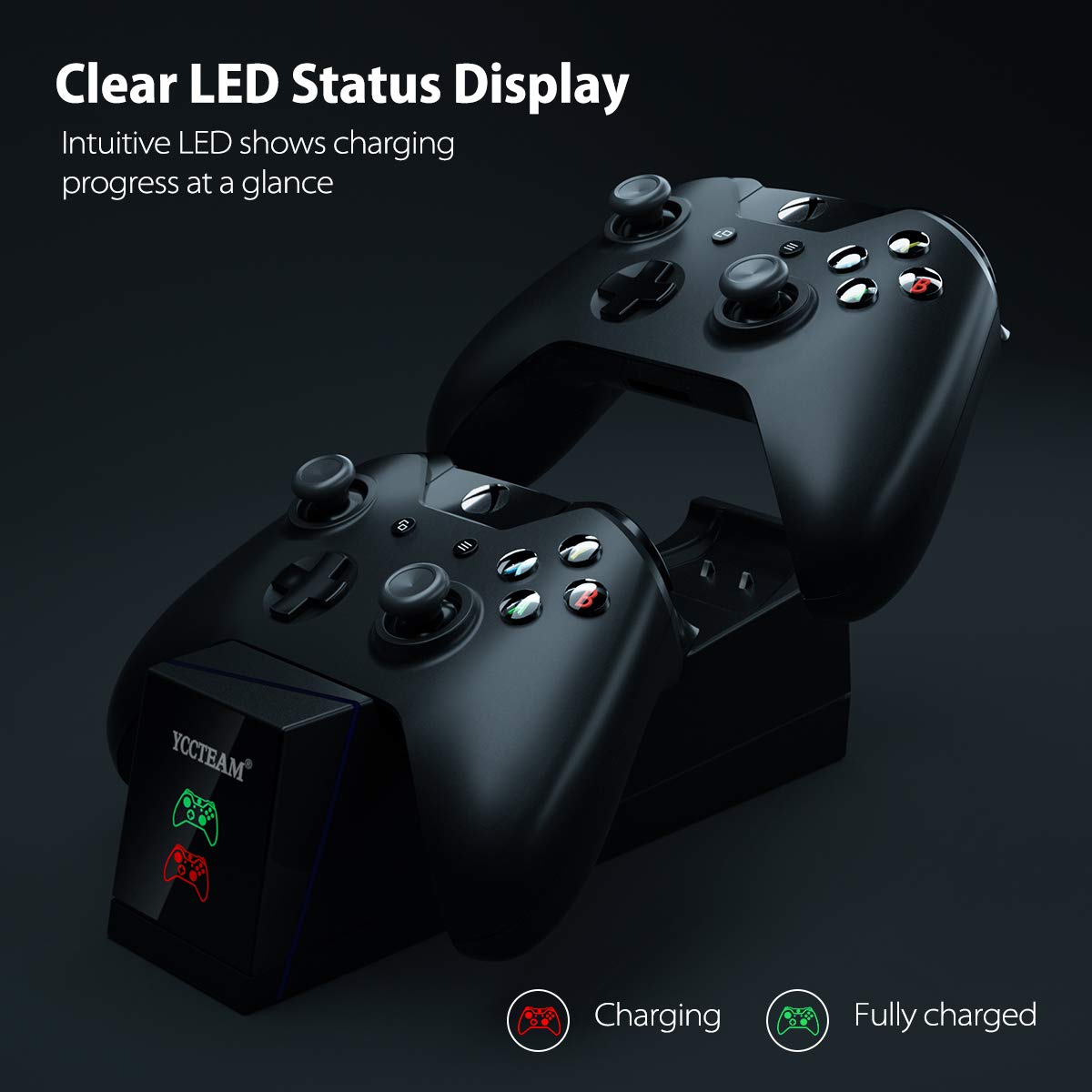 VGAME Xbox One Controller Charger Station with Rechargeable Battery Packs - Dual Slot Charging Base Dock & 2 Pack Replacement Batteries Accessories for Xbox ONE S/X Elite