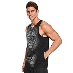 JHKKU Men's Lion Tank Top Graphic Sleeveless Shirt