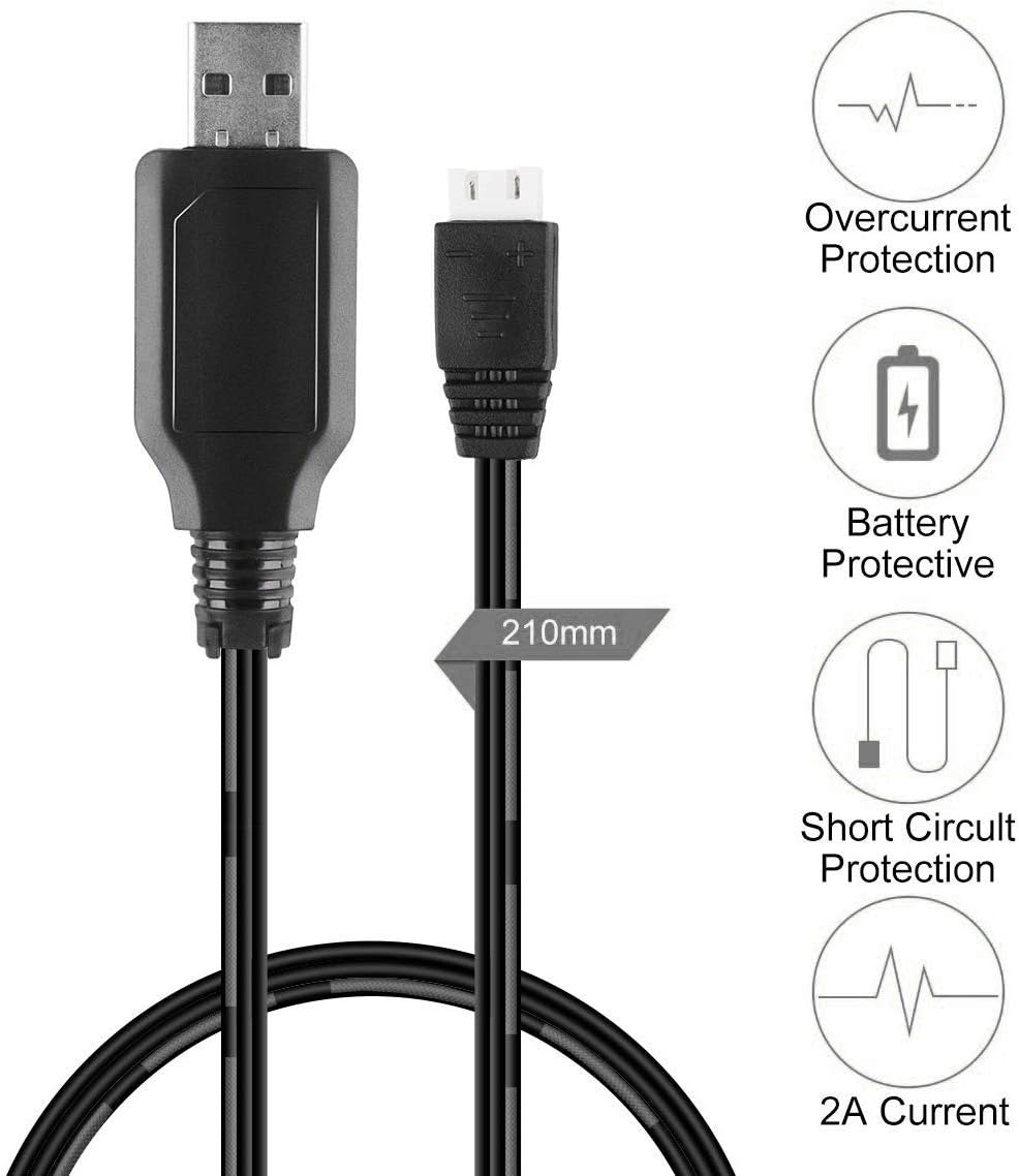 Crazepony 2pcs USB Charger Cable 1A for 2S 7.4V LiPo Battery RC Quadcopter FPV Drone: Toys & Games
