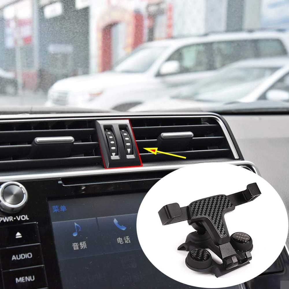 YUECHI 2 Style ABS Carbon Fiber Mobile Phone Holder Trim for Toyota Land Cruiser Prado FJ150 150 2014-2019 Toyota Phone Accessories (for 2018-2019)