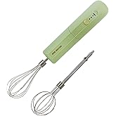Cordless Hand Mixer, Foldable Design Handheld Electric Whisk with 3 Speed Modes, Hand Held Egg Beater with 2 Detachable Stir Whisks (Green)