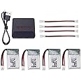 4PCS 3.7V 220mAh Lithium Battery + 4 in 1 Balance Charger for E010 E010C E011 E011C E013 GoolRC T36 NINHUI NH010 F36 H36 HS210 SANROCK GD65A ATOYX AT-66 Quadcopter RC Helicopter Battery Accessories