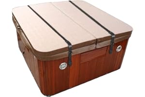 UCEDER 2 PCS Heavy Duty Hot Tub Cover Wind Straps FITS Most SPAS Locks Adjustable Length 67"~116" (Black, 9.5 Ft)