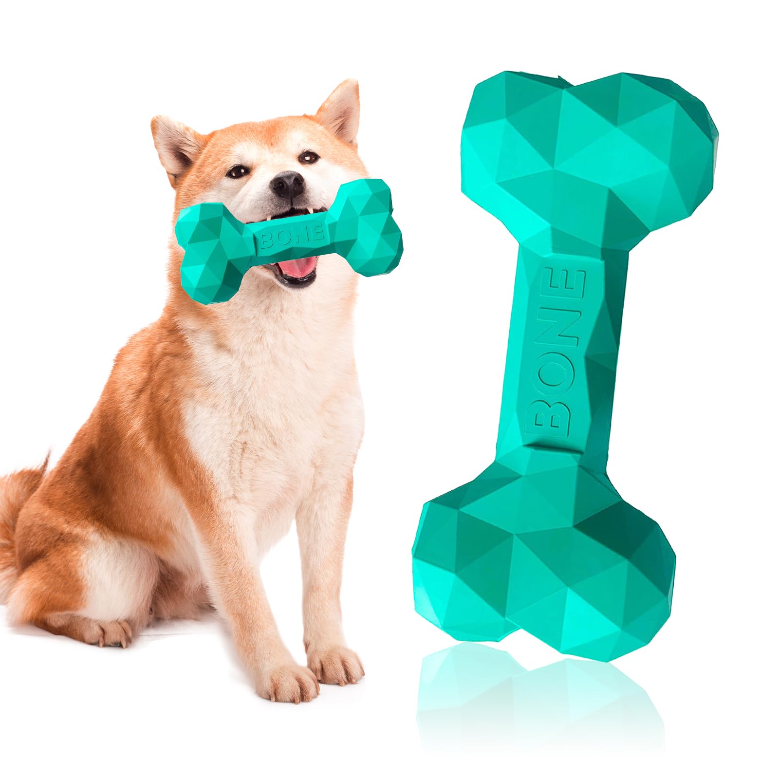 SAVOSWEET Dog Toys Chew Bone, Teething Bone Dog Toy, Blue Rubber Bone Dog Chew Toy for Medium Dogs Within 30 Kg, Dog Toy Teeth Cleaning