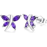 Dragonfly Stud Earrings for Women 925 Sterling Silver Birthstone Earrings Hypoallergenic Fashion Summer Jewerly(with Gift Box)