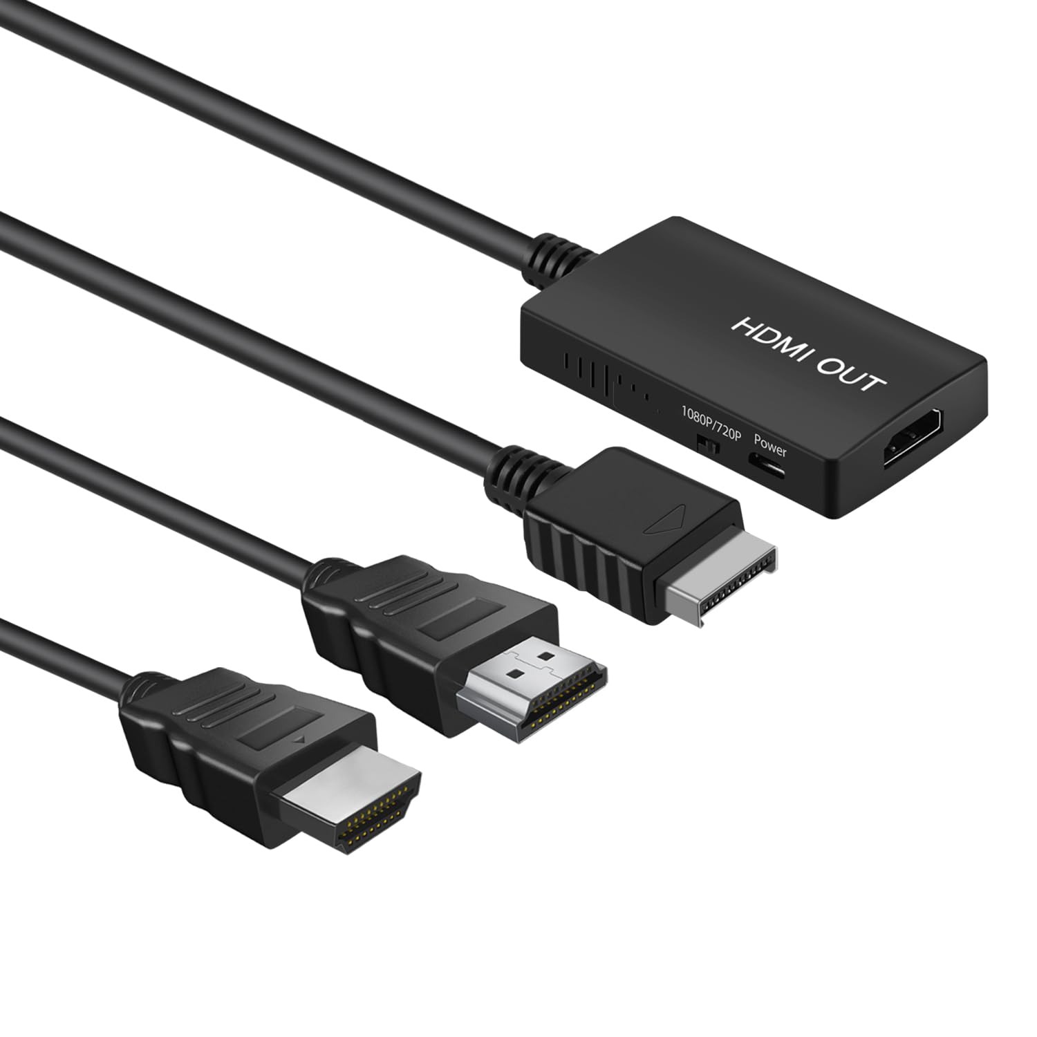 TNP PS2 HDMI Adapter Converter with 720p/1080p Switch – AV to HDMI Adapter Cable for PlayStation 2 & PS1 Console – All-in-One Audio Video Output – HD Upscaler with HDMI Cable Included