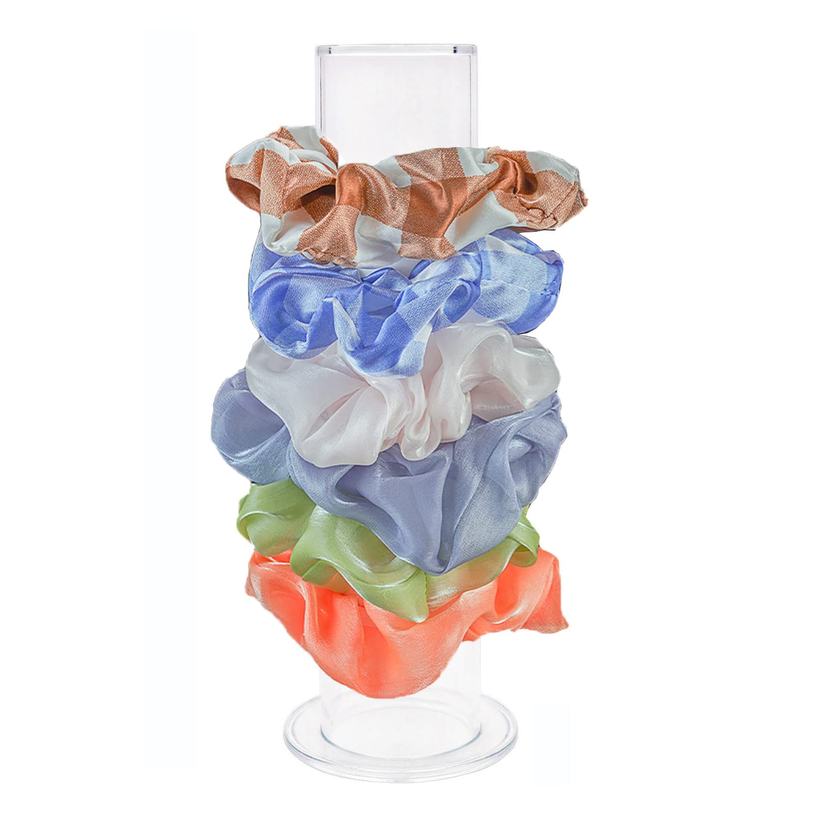 Yuknees Acrylic Scrunchie Holder, Clear Hair Tie Accessories Stand,Bracelet Stand,Hair Bracelet Display Accessories Organizer Cute Room Decor for Teen Girl Gifts
