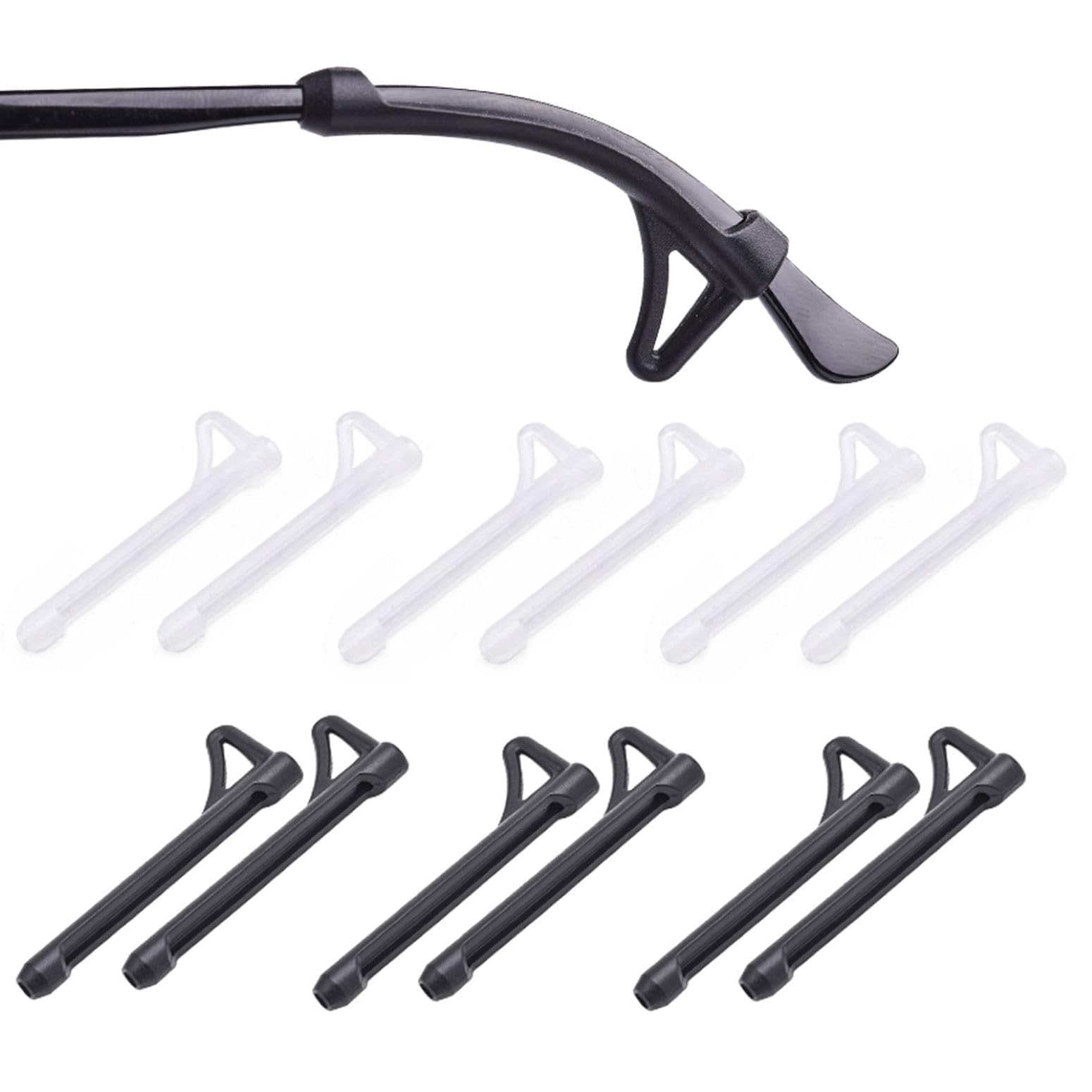 OPUGIT 6Pairs Glasses Temple Grips, Anti-Slip Elastic Sleeve Glasses Retainers, Comfortable Ear Tips For Children Spectacle Eyewear,Black/White