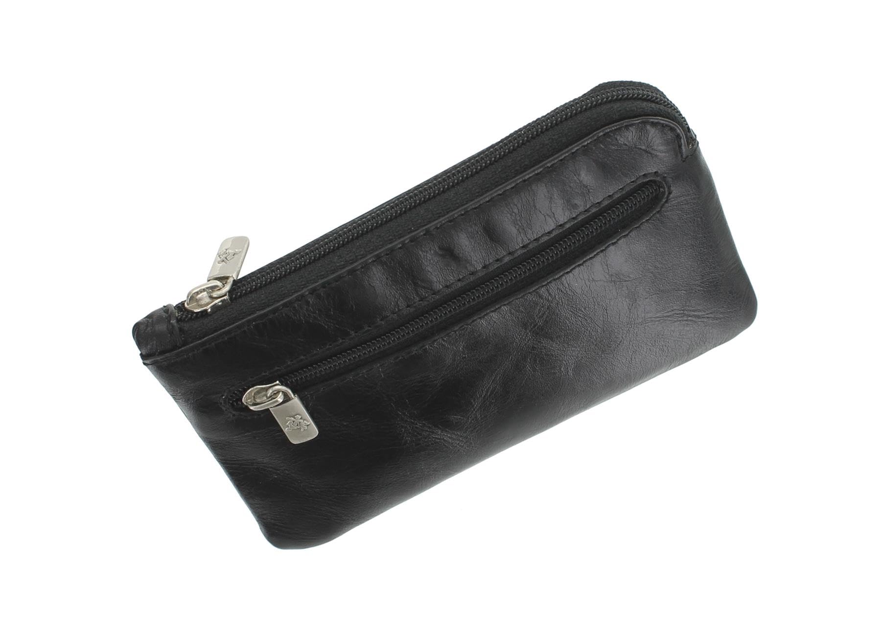 Visconti Monza Collection Geno Leather Coin Purse with Keyring MZ19 Black