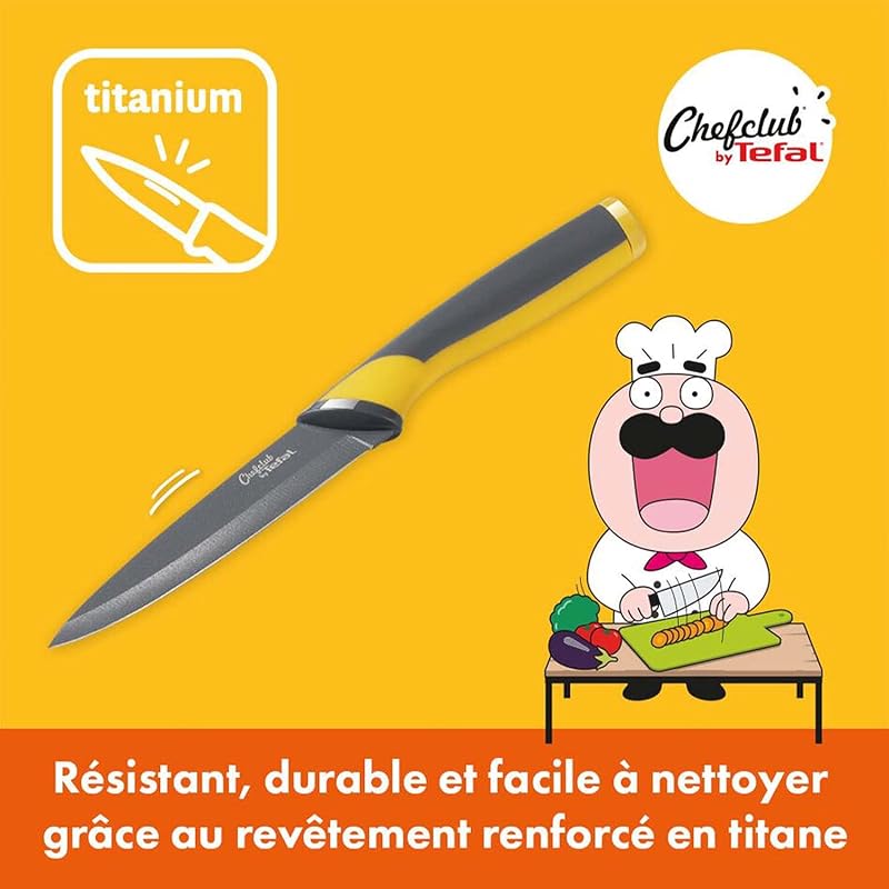 Chefclub by Tefal Set de cuisine Pasta la vista Poêle 28 cm, Faitout 20 cm + couvercle, Couteau cuisine Fresh Kitchen, 2 planches à découper, Livret recette G804S404